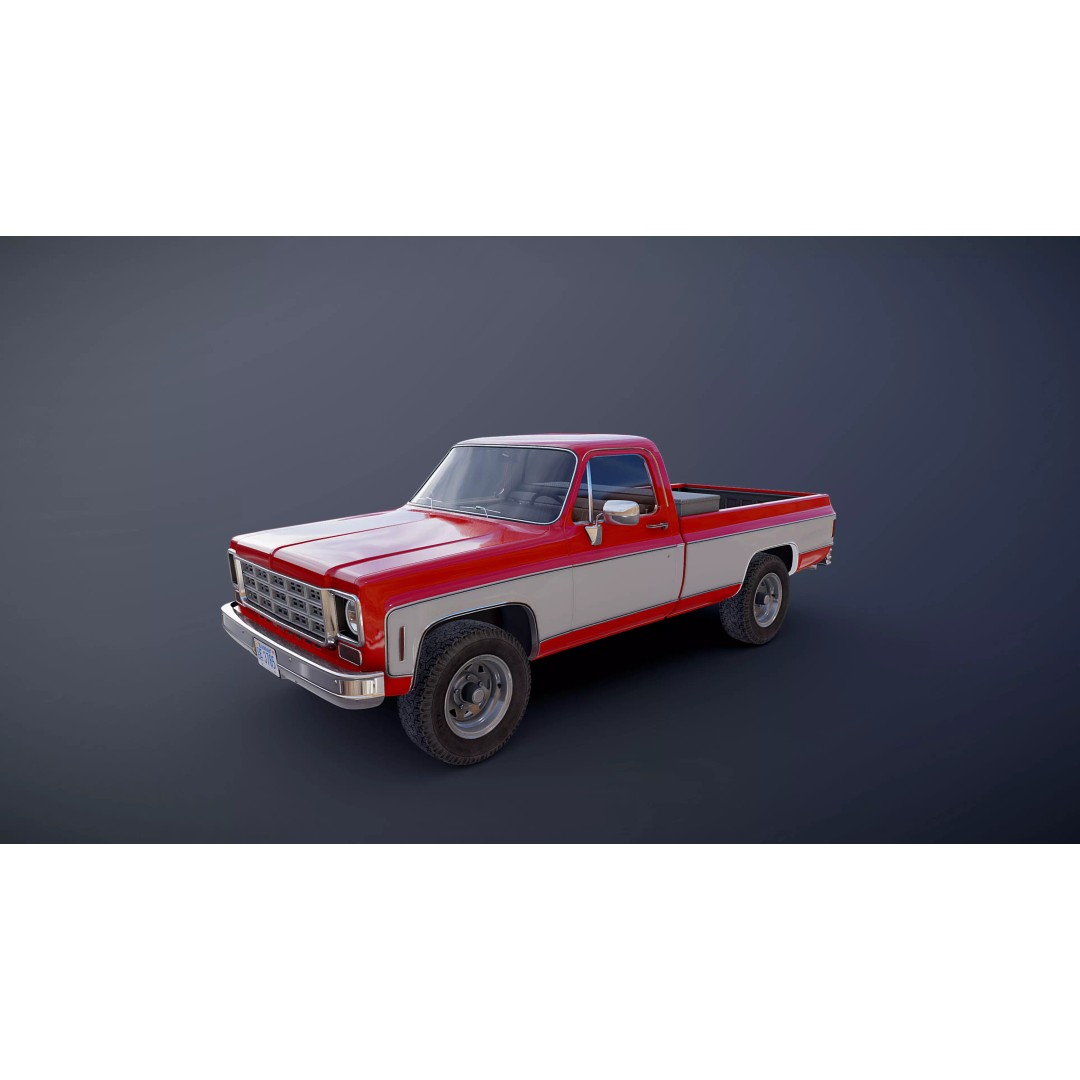 4x4 American Pickup Truck 3D Model – Low Poly Game Ready with PBR Textures - View 50