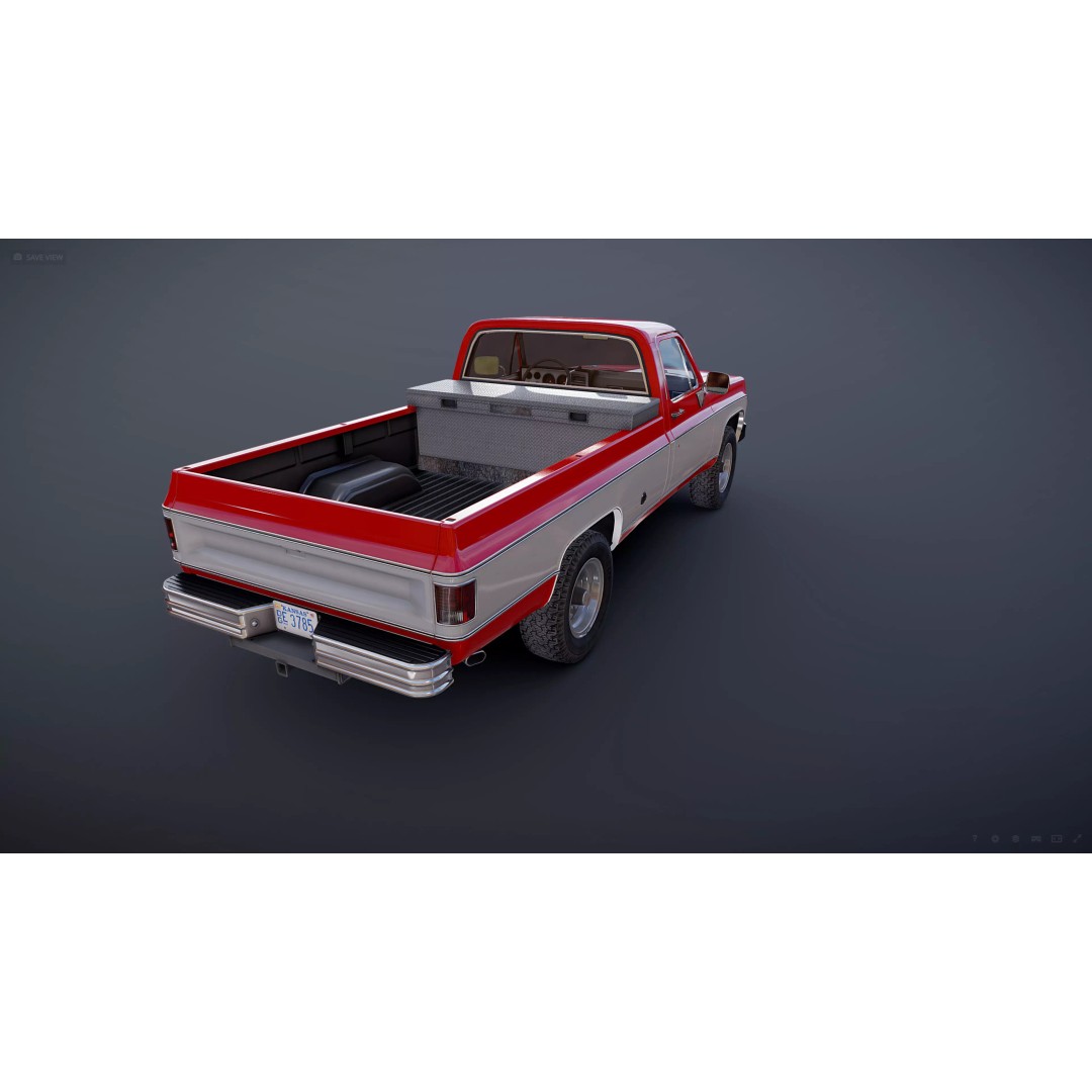 4x4 American Pickup Truck 3D Model – Low Poly Game Ready with PBR Textures - View 51