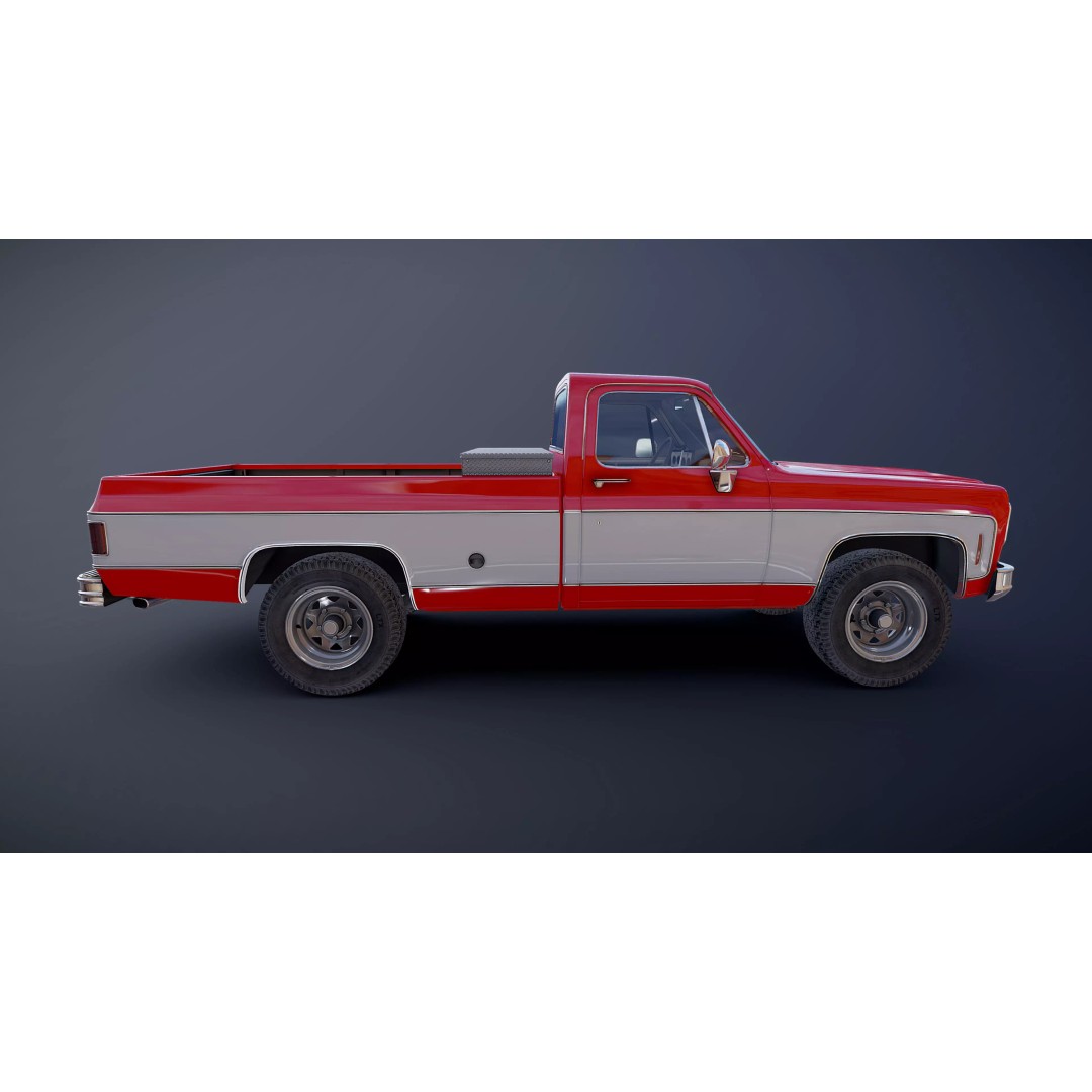 4x4 American Pickup Truck 3D Model – Low Poly Game Ready with PBR Textures - View 52