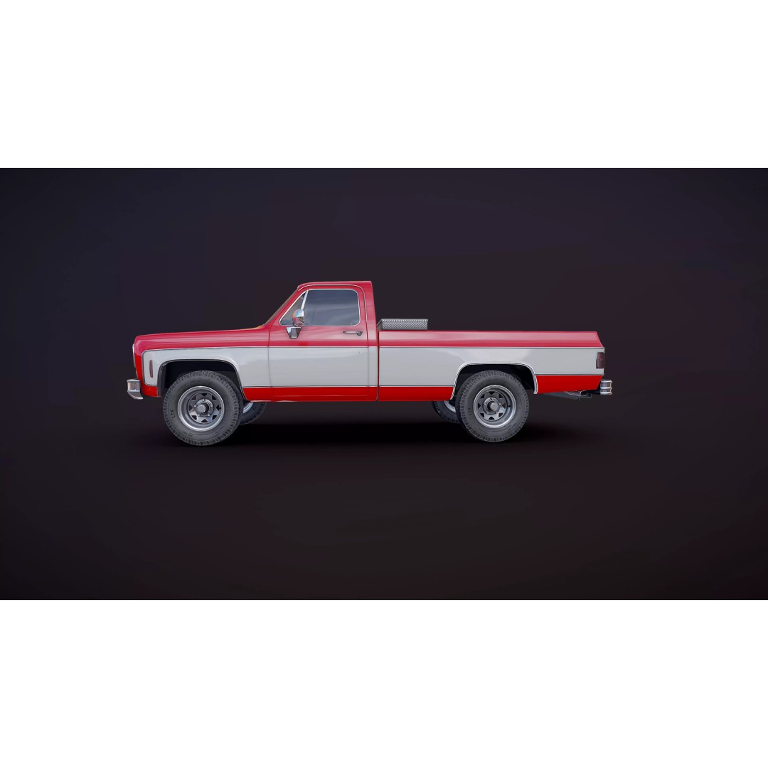 4x4 American Pickup Truck 3D Model – Low Poly Game Ready with PBR Textures - View 54