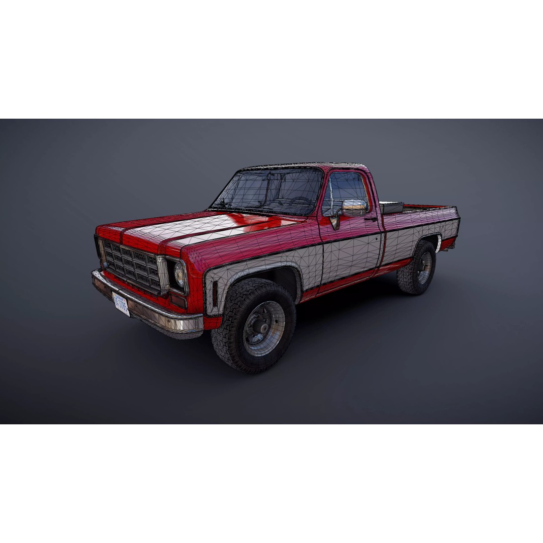 4x4 American Pickup Truck 3D Model – Low Poly Game Ready with PBR Textures - View 57