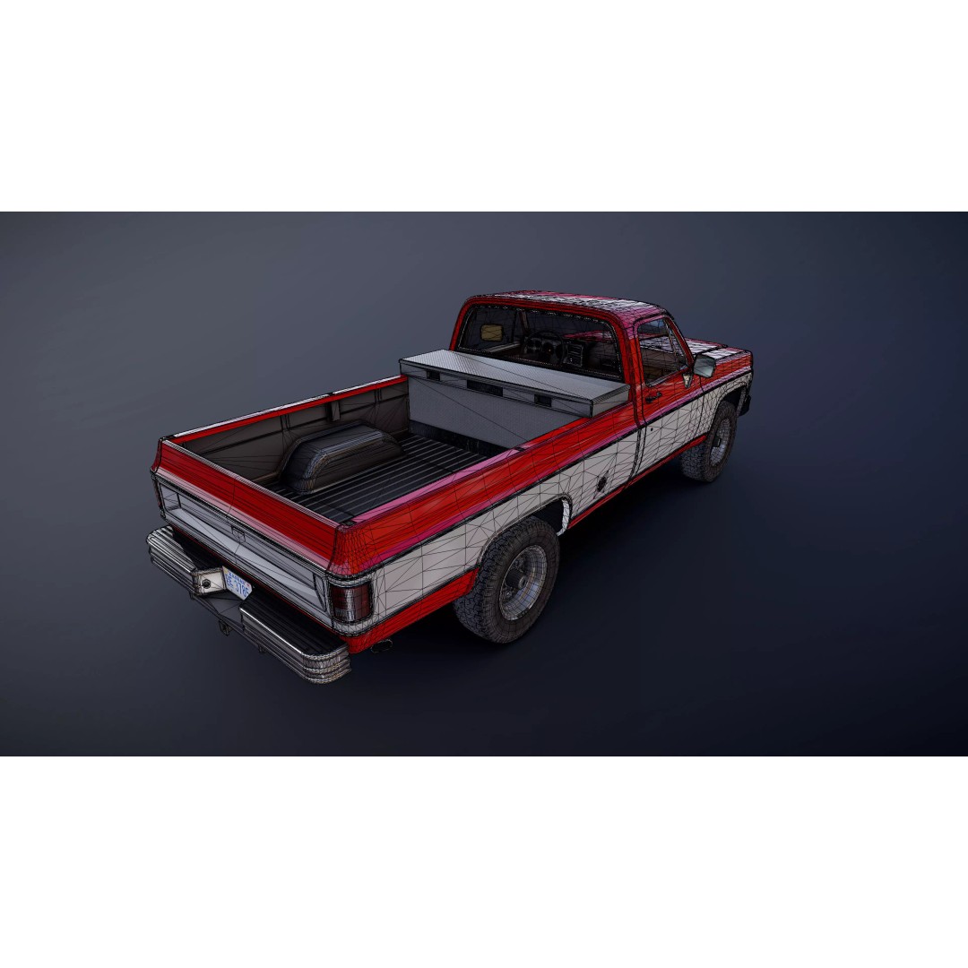 4x4 American Pickup Truck 3D Model – Low Poly Game Ready with PBR Textures - View 58