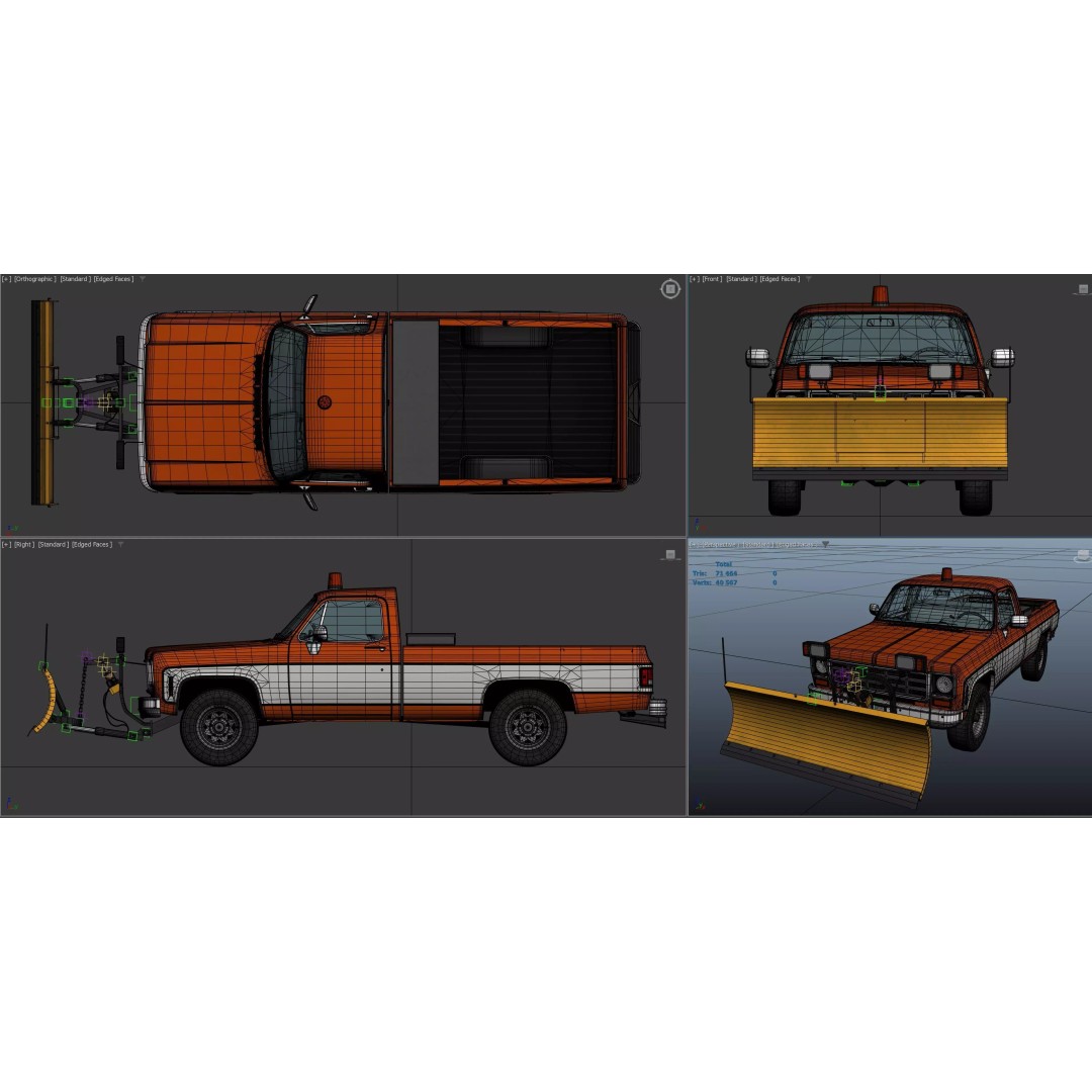 4x4 American Pickup Truck 3D Model – Low Poly Game Ready with PBR Textures - View 61