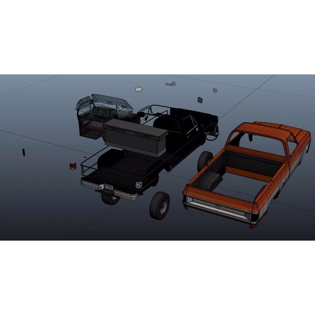 4x4 American Pickup Truck 3D Model – Low Poly Game Ready with PBR Textures - View 62
