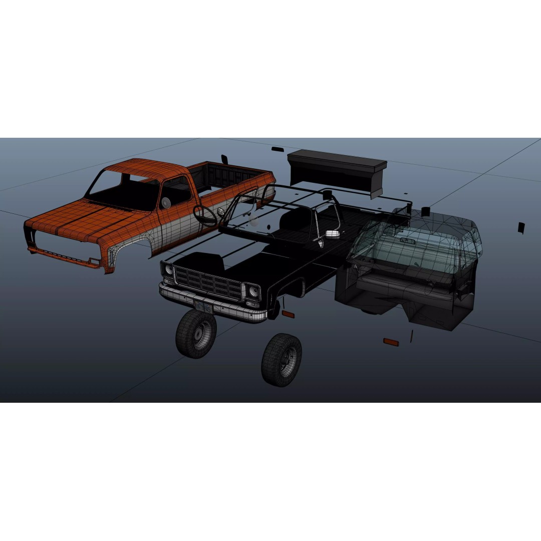 4x4 American Pickup Truck 3D Model – Low Poly Game Ready with PBR Textures - View 63