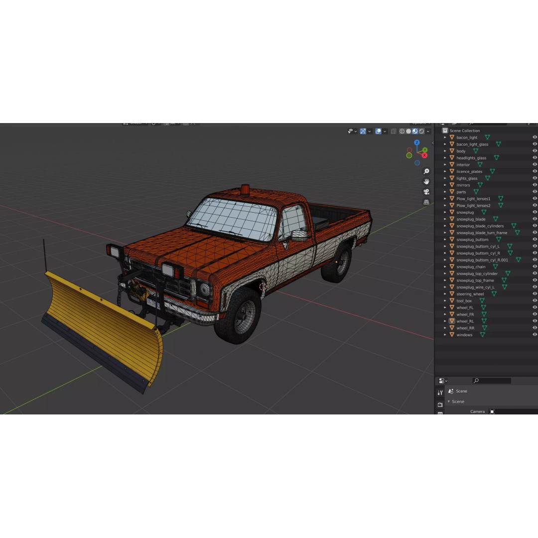 4x4 American Pickup Truck 3D Model – Low Poly Game Ready with PBR Textures - View 64