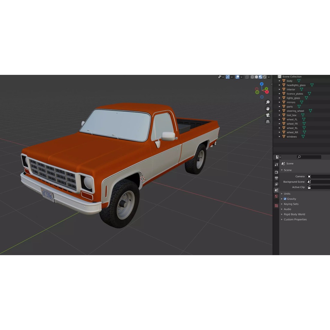 4x4 American Pickup Truck 3D Model – Low Poly Game Ready with PBR Textures - View 65