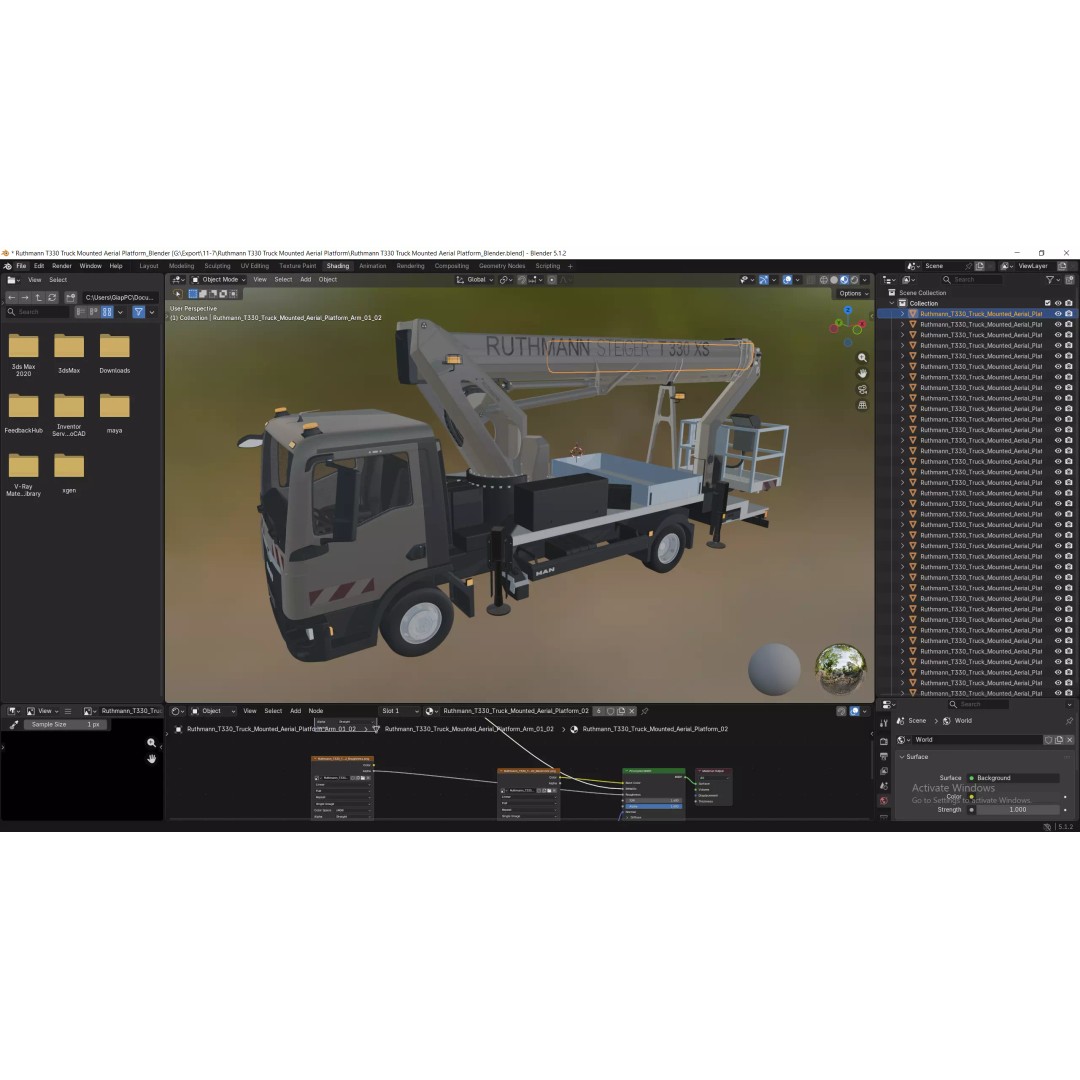 Ruthmann T330 Truck Mounted Aerial Work Platform 3D Model – High Poly PBR Asset, FBX, OBJ - View 13