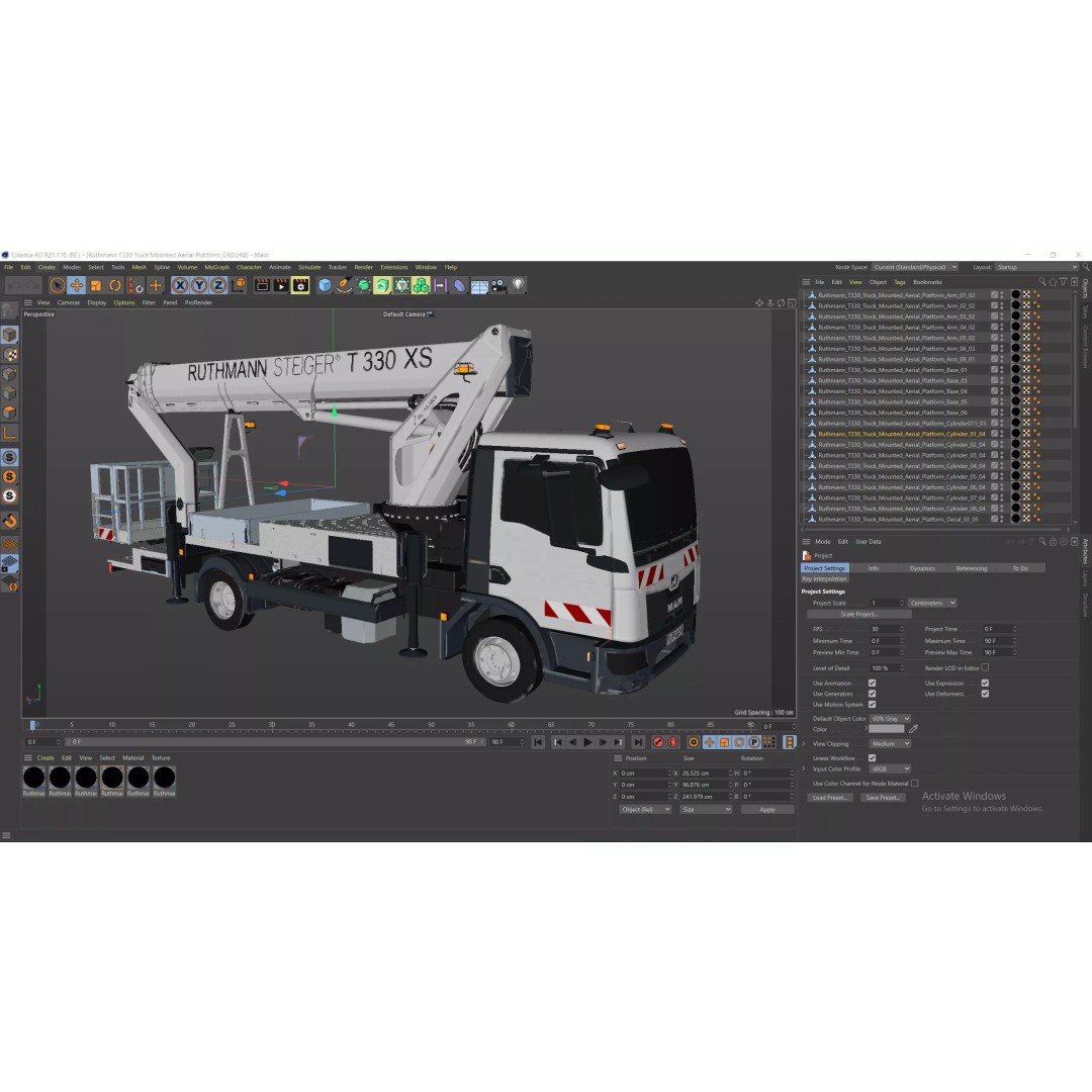 Ruthmann T330 Truck Mounted Aerial Work Platform 3D Model – High Poly PBR Asset, FBX, OBJ - View 14