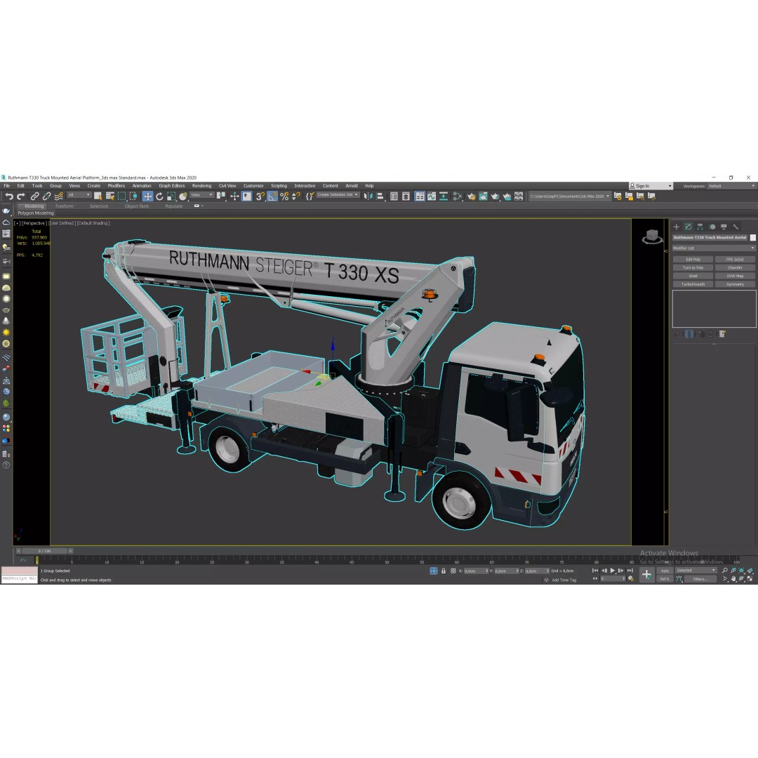 Ruthmann T330 Truck Mounted Aerial Work Platform 3D Model – High Poly PBR Asset, FBX, OBJ - View 15