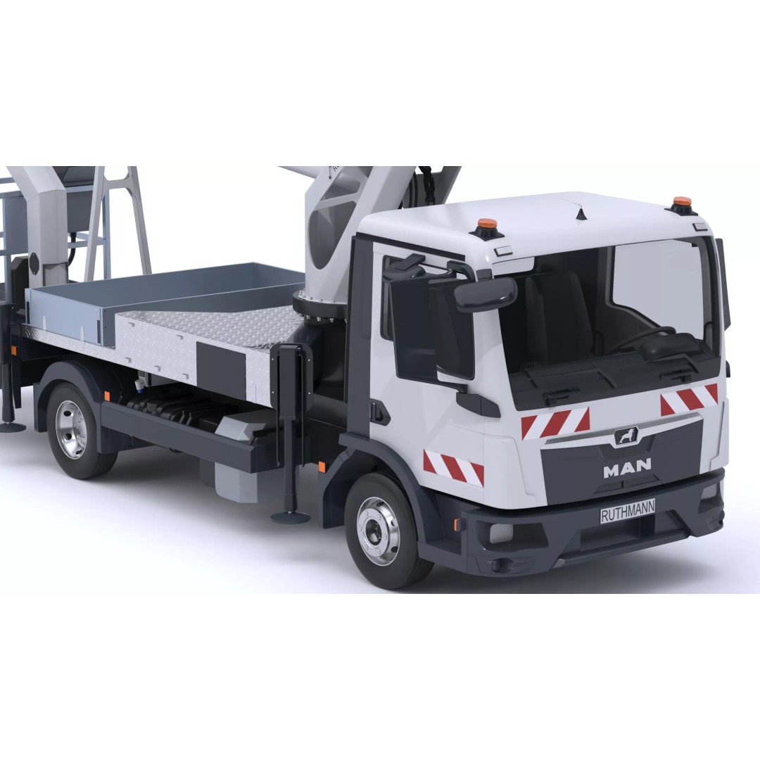 Ruthmann T330 Truck Mounted Aerial Work Platform 3D Model – High Poly PBR Asset, FBX, OBJ - View 22