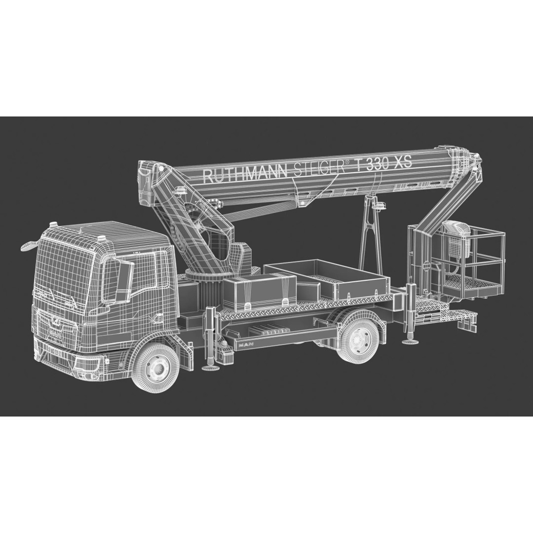 Ruthmann T330 Truck Mounted Aerial Work Platform 3D Model – High Poly PBR Asset, FBX, OBJ - View 23