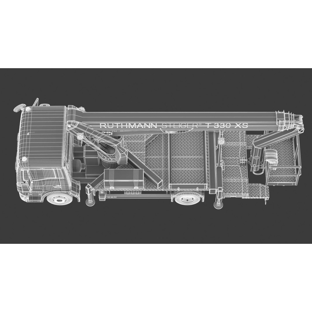 Ruthmann T330 Truck Mounted Aerial Work Platform 3D Model – High Poly PBR Asset, FBX, OBJ - View 24