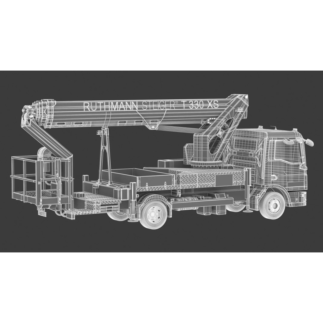 Ruthmann T330 Truck Mounted Aerial Work Platform 3D Model – High Poly PBR Asset, FBX, OBJ - View 25