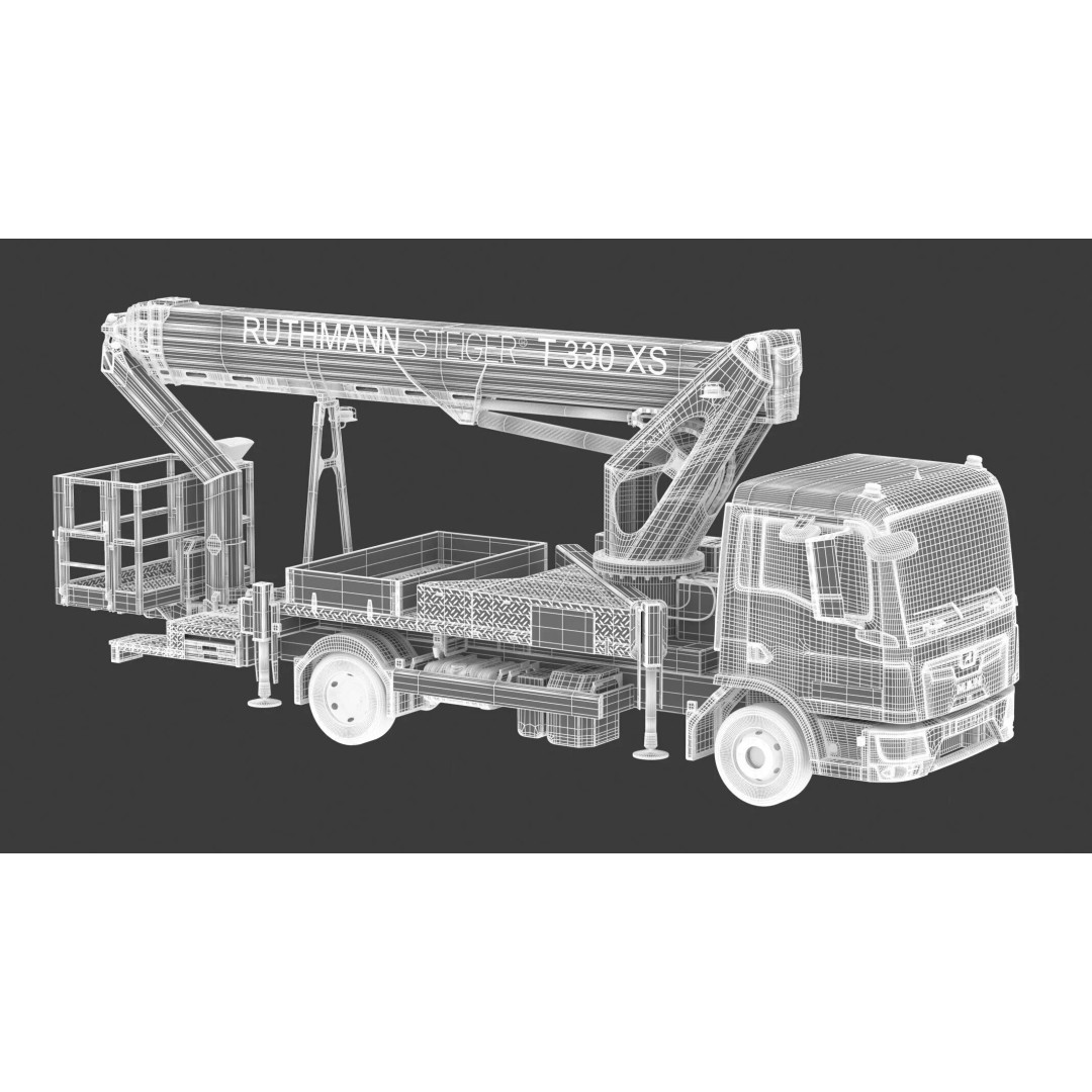 Ruthmann T330 Truck Mounted Aerial Work Platform 3D Model – High Poly PBR Asset, FBX, OBJ - View 4