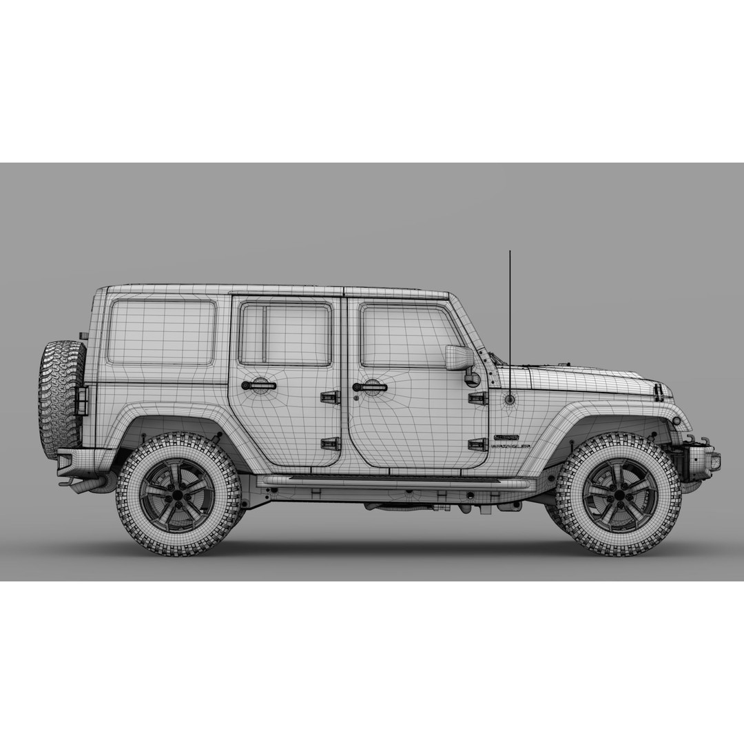 Jeep Wrangler Unlimited Rubicon Recon JK 2017 3D Model – High Poly Game Asset, FBX, OBJ - View 14
