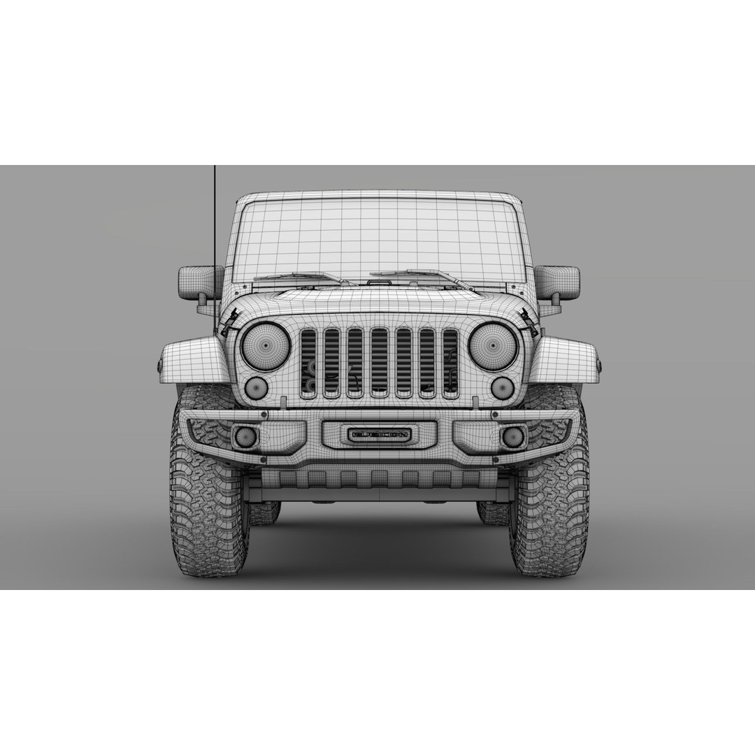 Jeep Wrangler Unlimited Rubicon Recon JK 2017 3D Model – High Poly Game Asset, FBX, OBJ - View 16