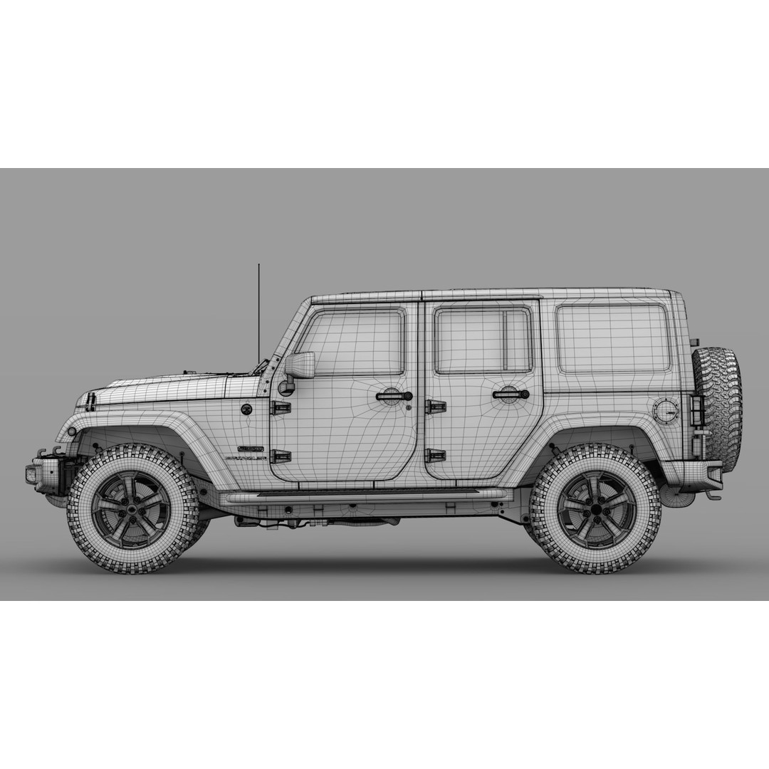 Jeep Wrangler Unlimited Rubicon Recon JK 2017 3D Model – High Poly Game Asset, FBX, OBJ - View 17