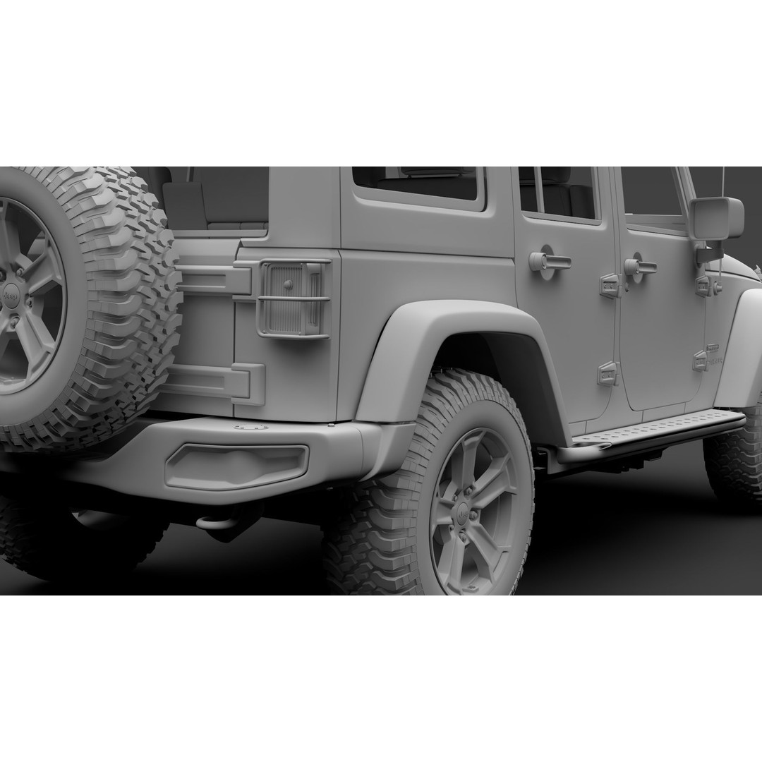 Jeep Wrangler Unlimited Rubicon Recon JK 2017 3D Model – High Poly Game Asset, FBX, OBJ - View 19
