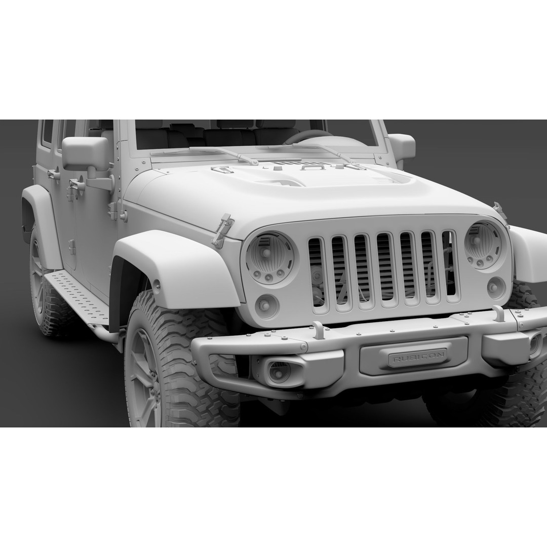 Jeep Wrangler Unlimited Rubicon Recon JK 2017 3D Model – High Poly Game Asset, FBX, OBJ - View 20