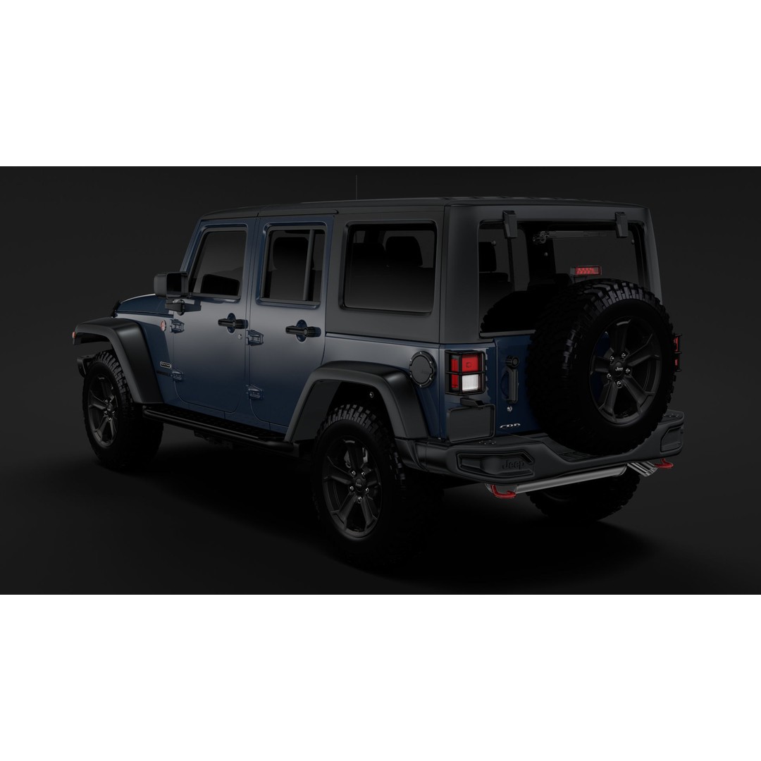 Jeep Wrangler Unlimited Rubicon Recon JK 2017 3D Model – High Poly Game Asset, FBX, OBJ - View 8