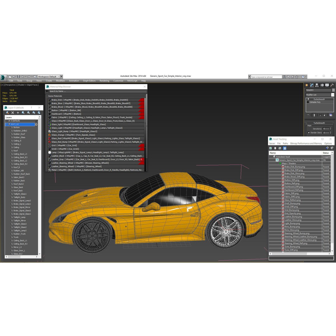 Generic Sport Car 3D Model – High Quality PBR Asset, FBX, OBJ - View 24