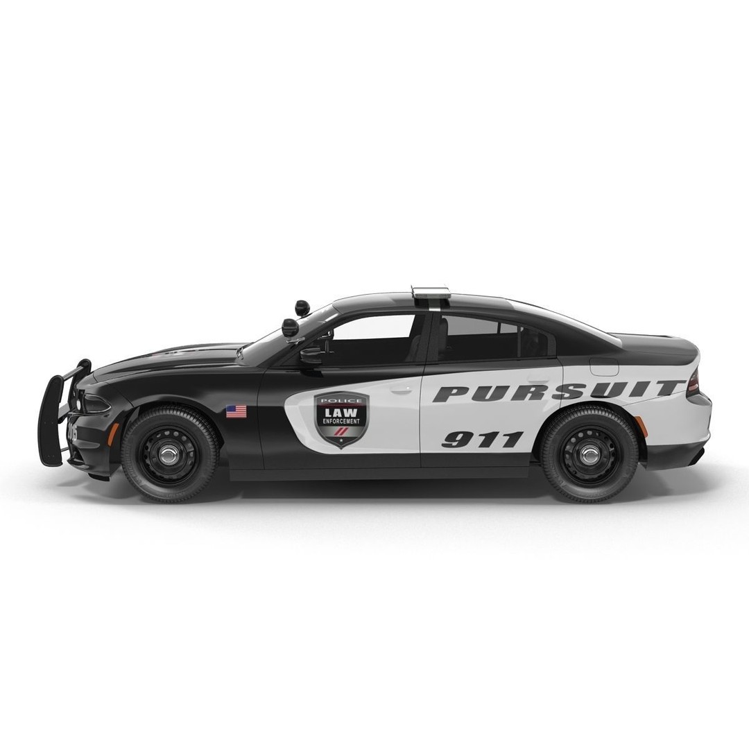 Generic Police Car 3D Model – High Quality Photoreal Asset, FBX, OBJ - View 13