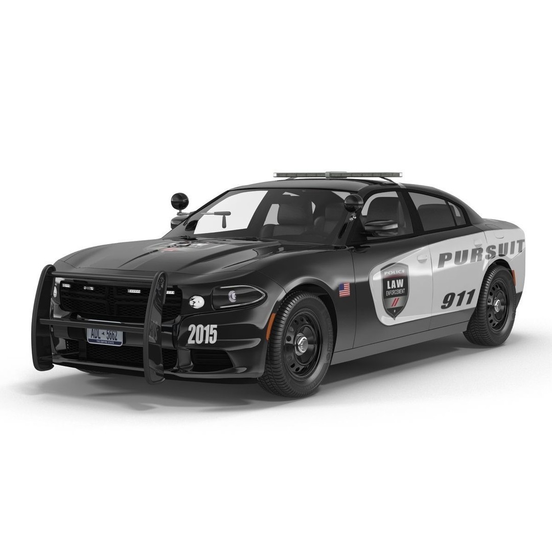 Generic Police Car 3D Model – High Quality Photoreal Asset, FBX, OBJ - View 14