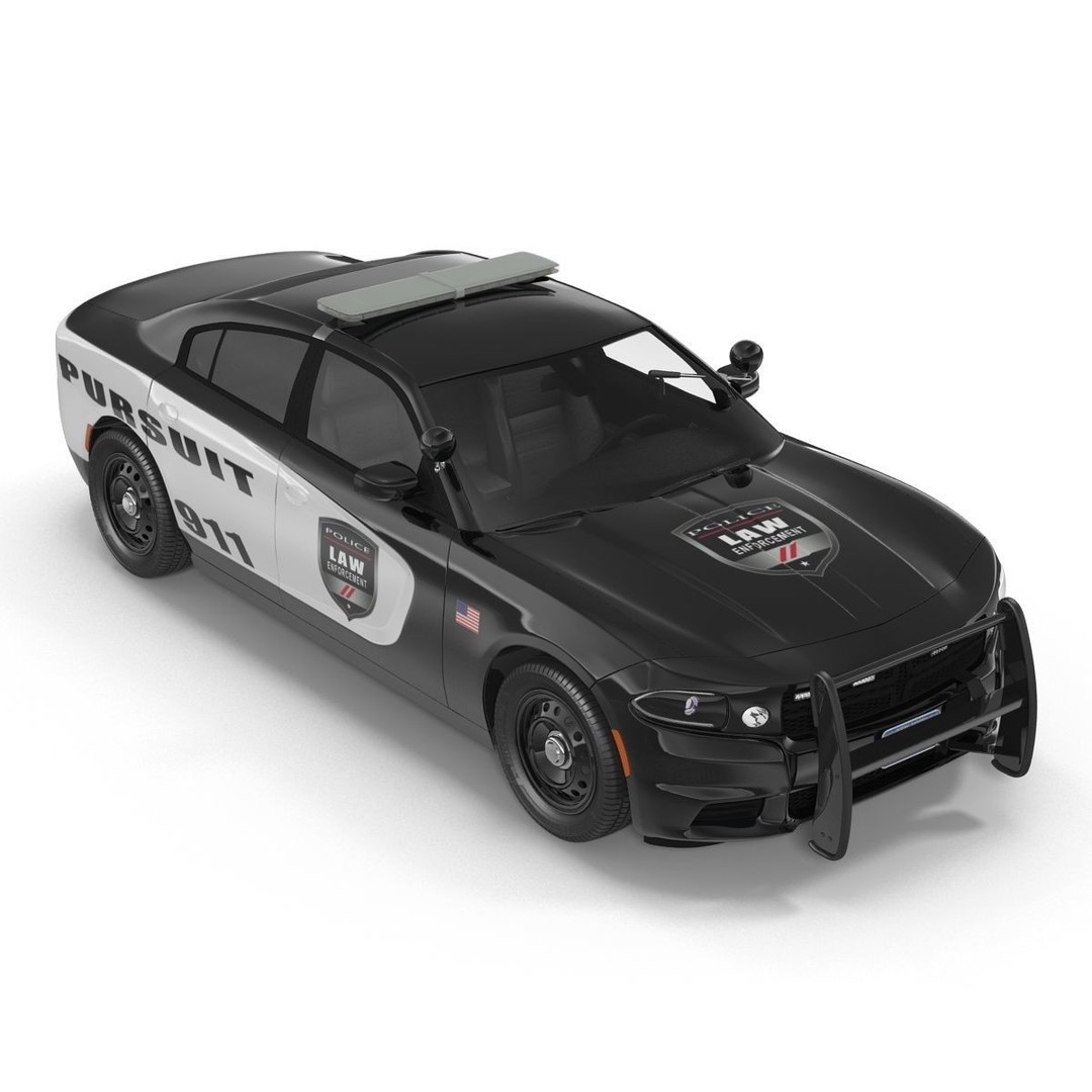 Generic Police Car 3D Model – High Quality Photoreal Asset, FBX, OBJ - View 16