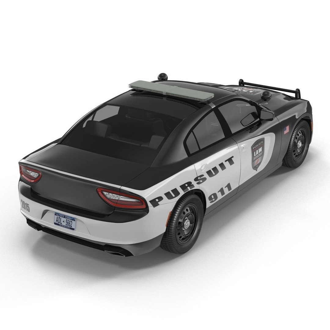 Generic Police Car 3D Model – High Quality Photoreal Asset, FBX, OBJ - View 18