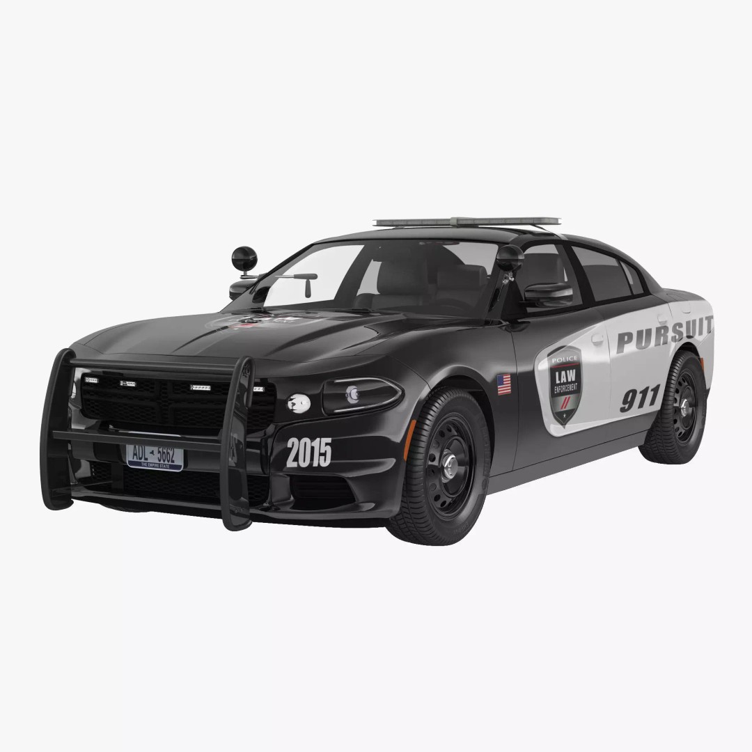 Generic Police Car 3D Model – High Quality Photoreal Asset, FBX, OBJ - View 2