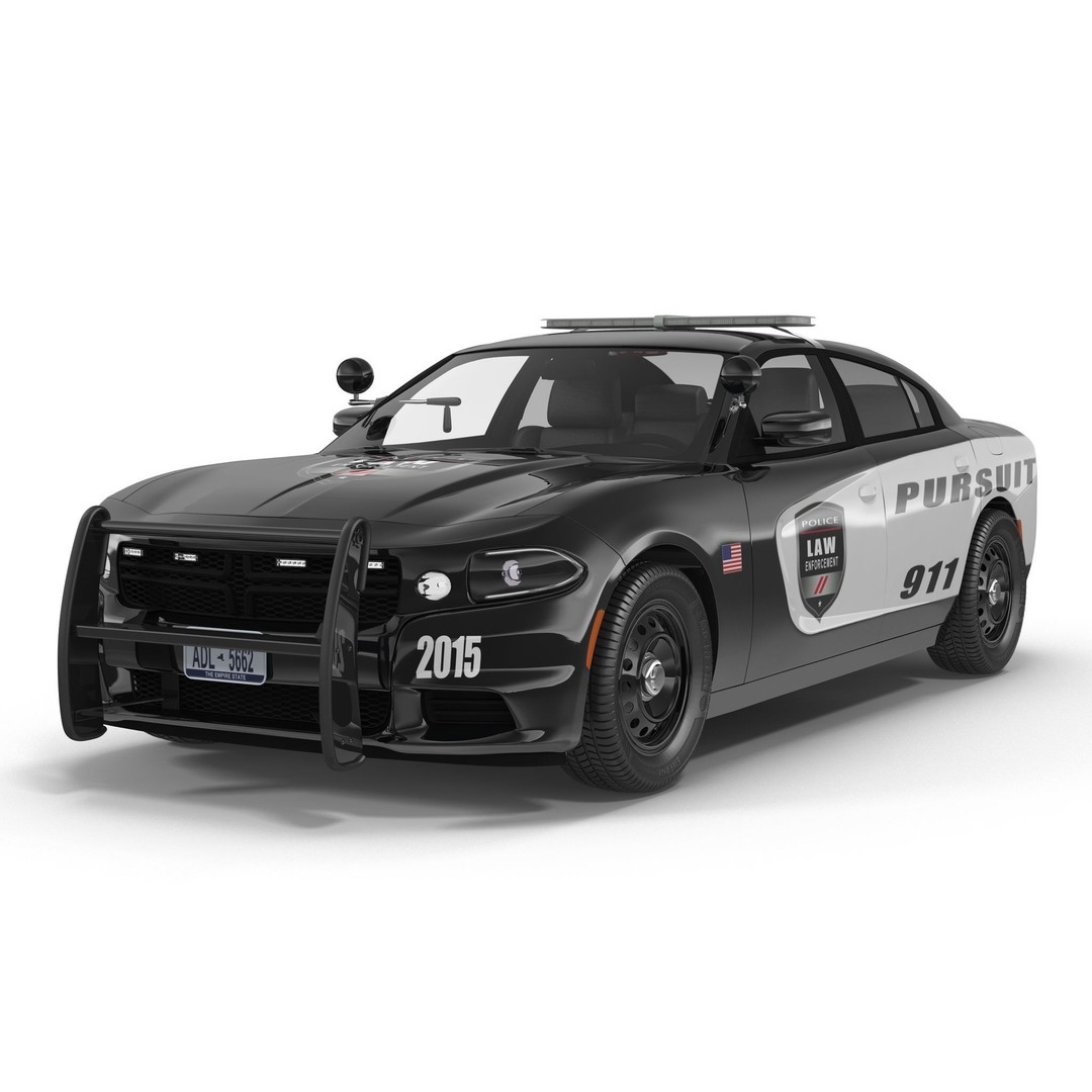 Generic Police Car 3D Model – High Quality Photoreal Asset, FBX, OBJ - View 3