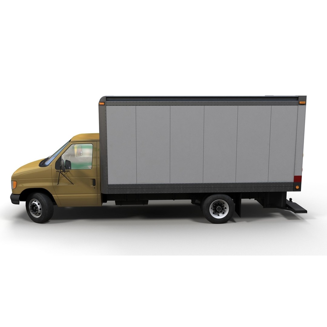 Industrial Van Box Truck 3D Model – Low Poly Game Asset, FBX - View 10