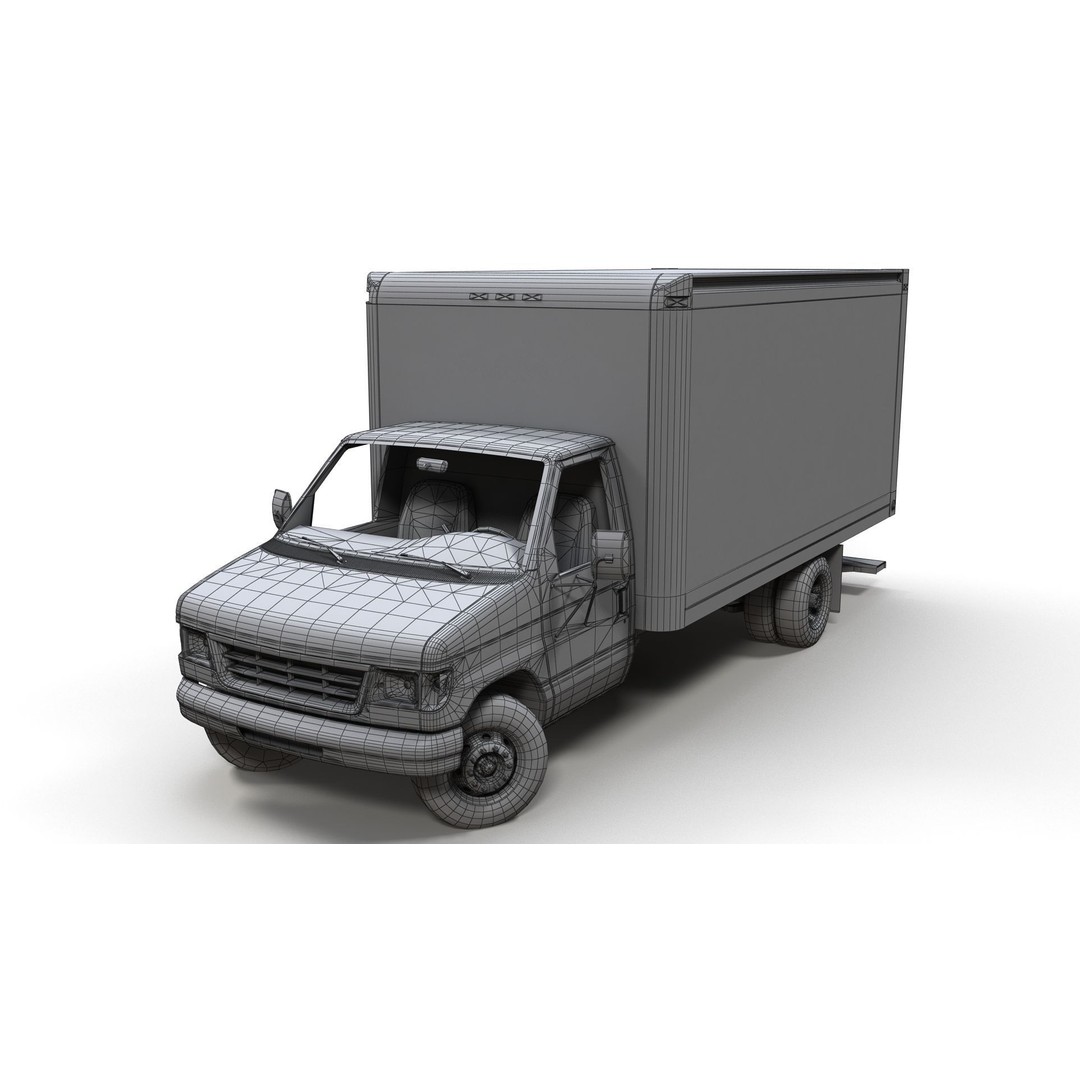 Industrial Van Box Truck 3D Model – Low Poly Game Asset, FBX - View 14
