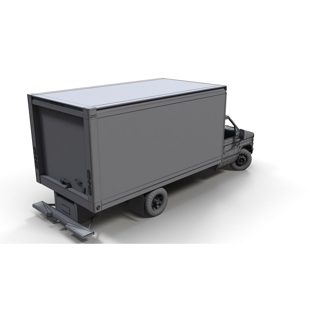 Industrial Van Box Truck 3D Model – Low Poly Game Asset, FBX - View 15