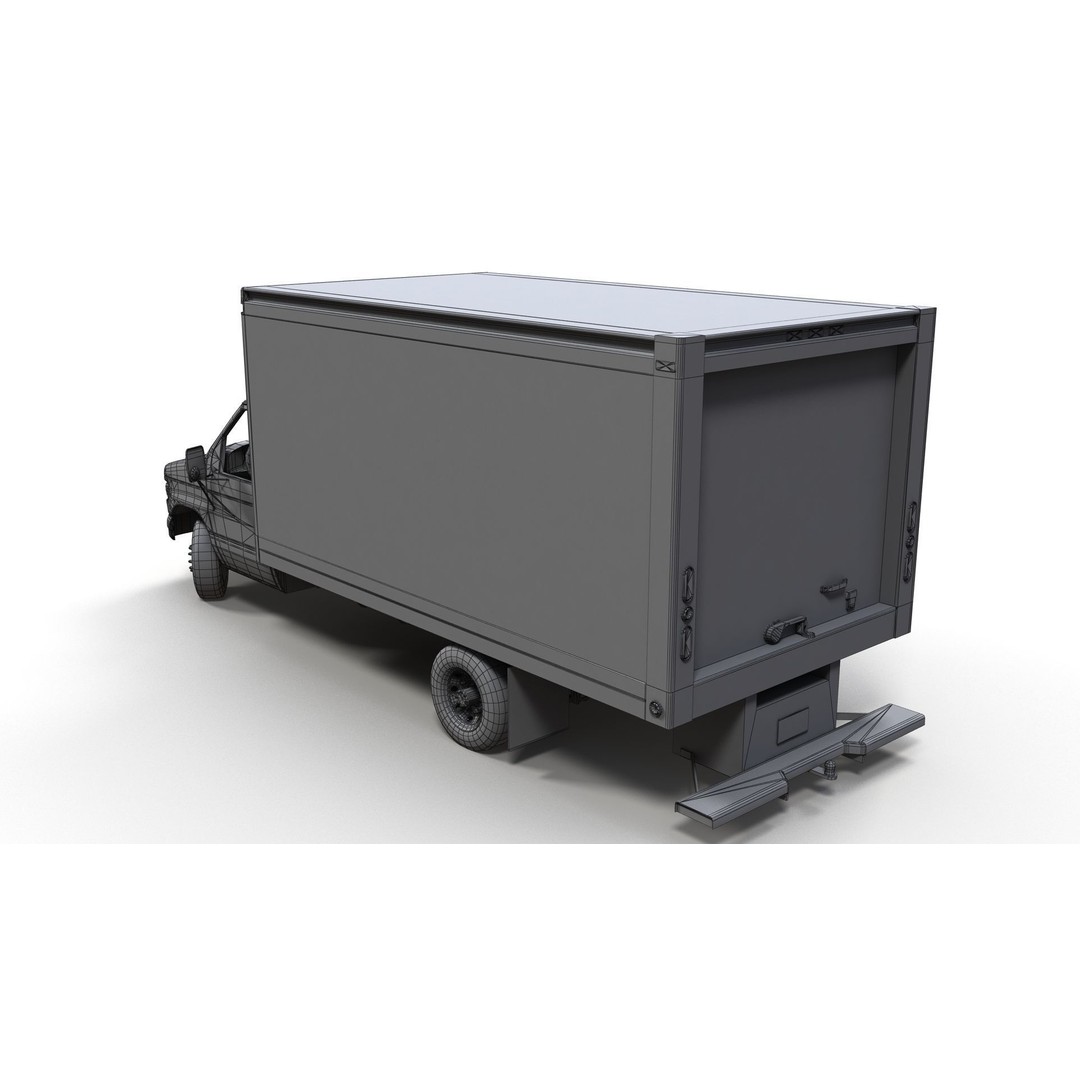 Industrial Van Box Truck 3D Model – Low Poly Game Asset, FBX - View 17