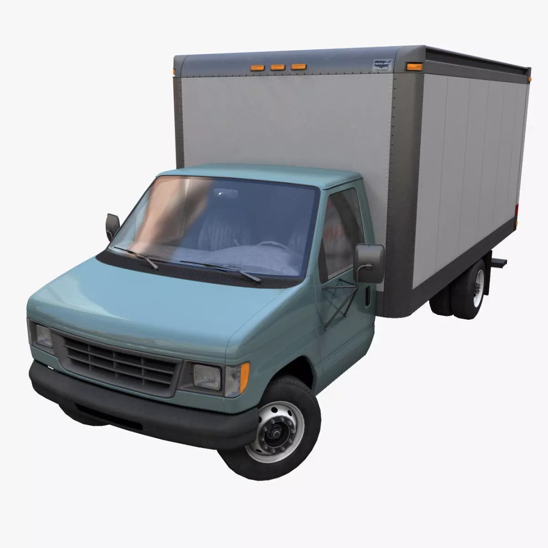 Industrial Van Box Truck 3D Model – Low Poly Game Asset, FBX - View 2