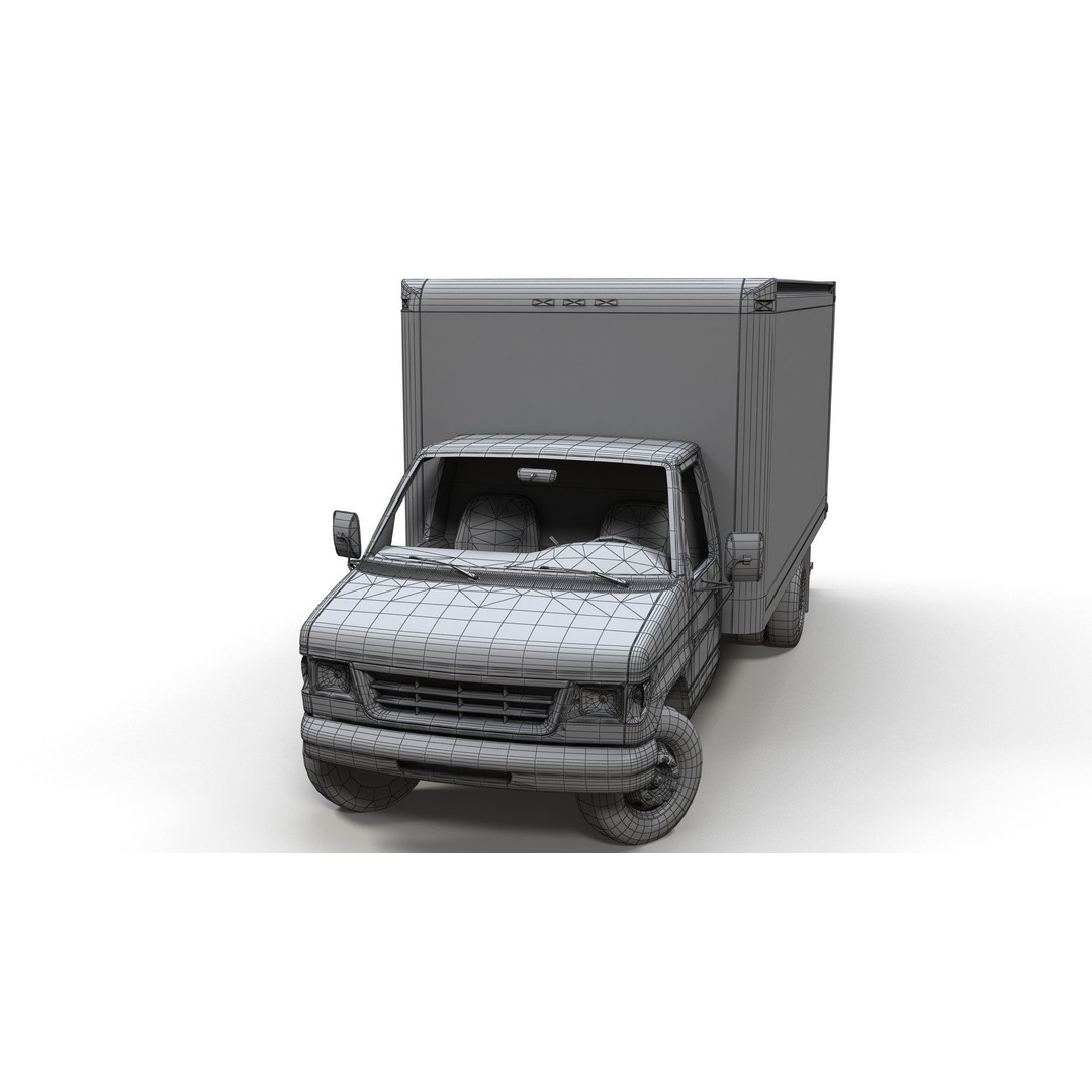 Industrial Van Box Truck 3D Model – Low Poly Game Asset, FBX - View 21