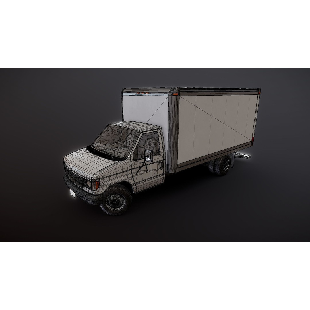 Industrial Van Box Truck 3D Model – Low Poly Game Asset, FBX - View 29