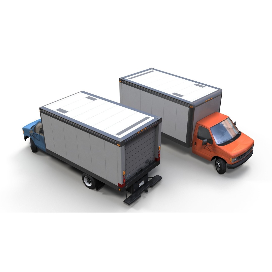 Industrial Van Box Truck 3D Model – Low Poly Game Asset, FBX - View 3