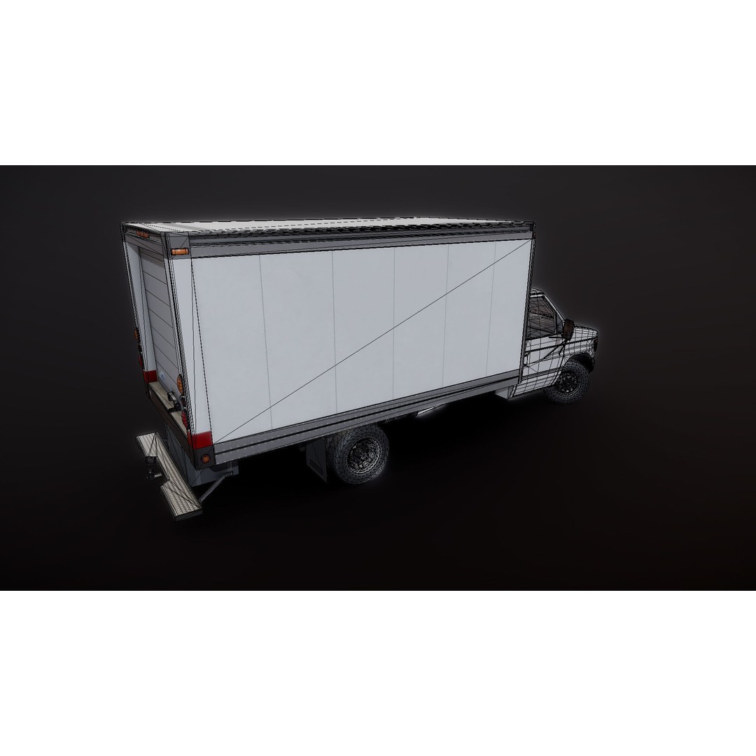 Industrial Van Box Truck 3D Model – Low Poly Game Asset, FBX - View 30