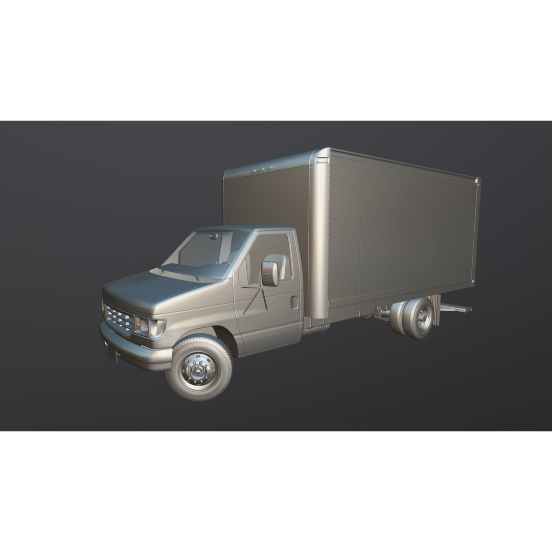 Industrial Van Box Truck 3D Model – Low Poly Game Asset, FBX - View 32