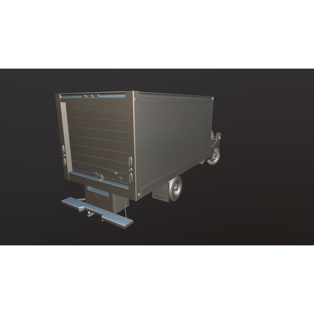 Industrial Van Box Truck 3D Model – Low Poly Game Asset, FBX - View 34
