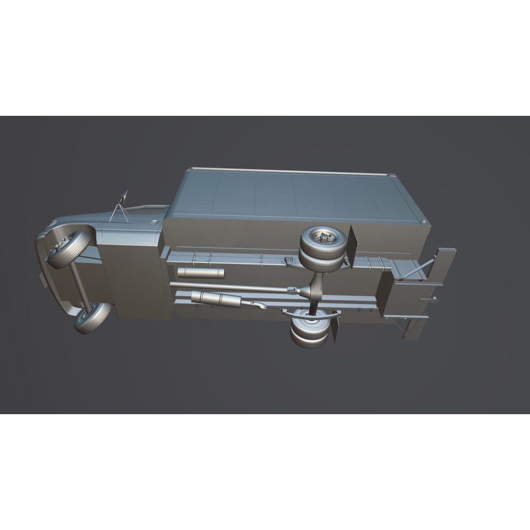 Industrial Van Box Truck 3D Model – Low Poly Game Asset, FBX - View 35
