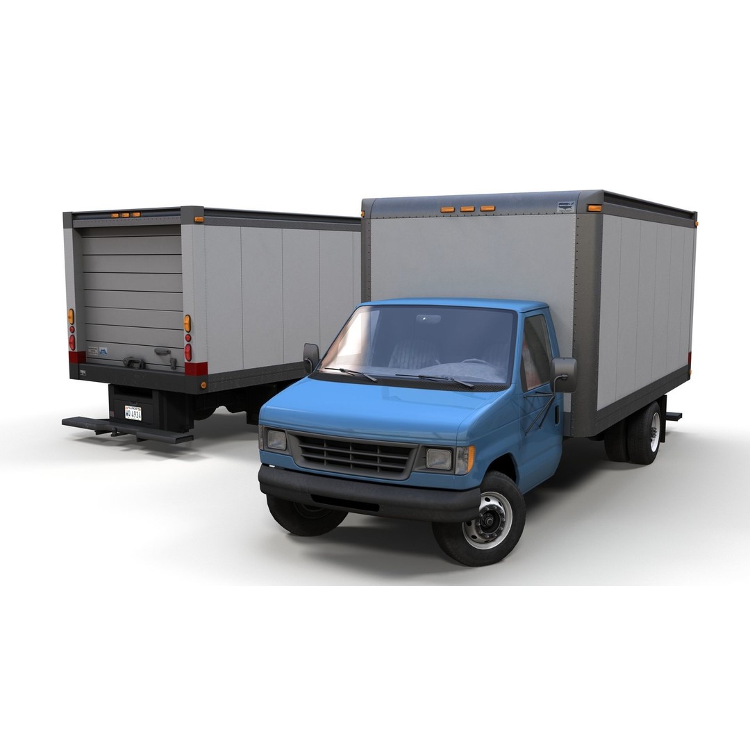 Industrial Van Box Truck 3D Model – Low Poly Game Asset, FBX - View 4
