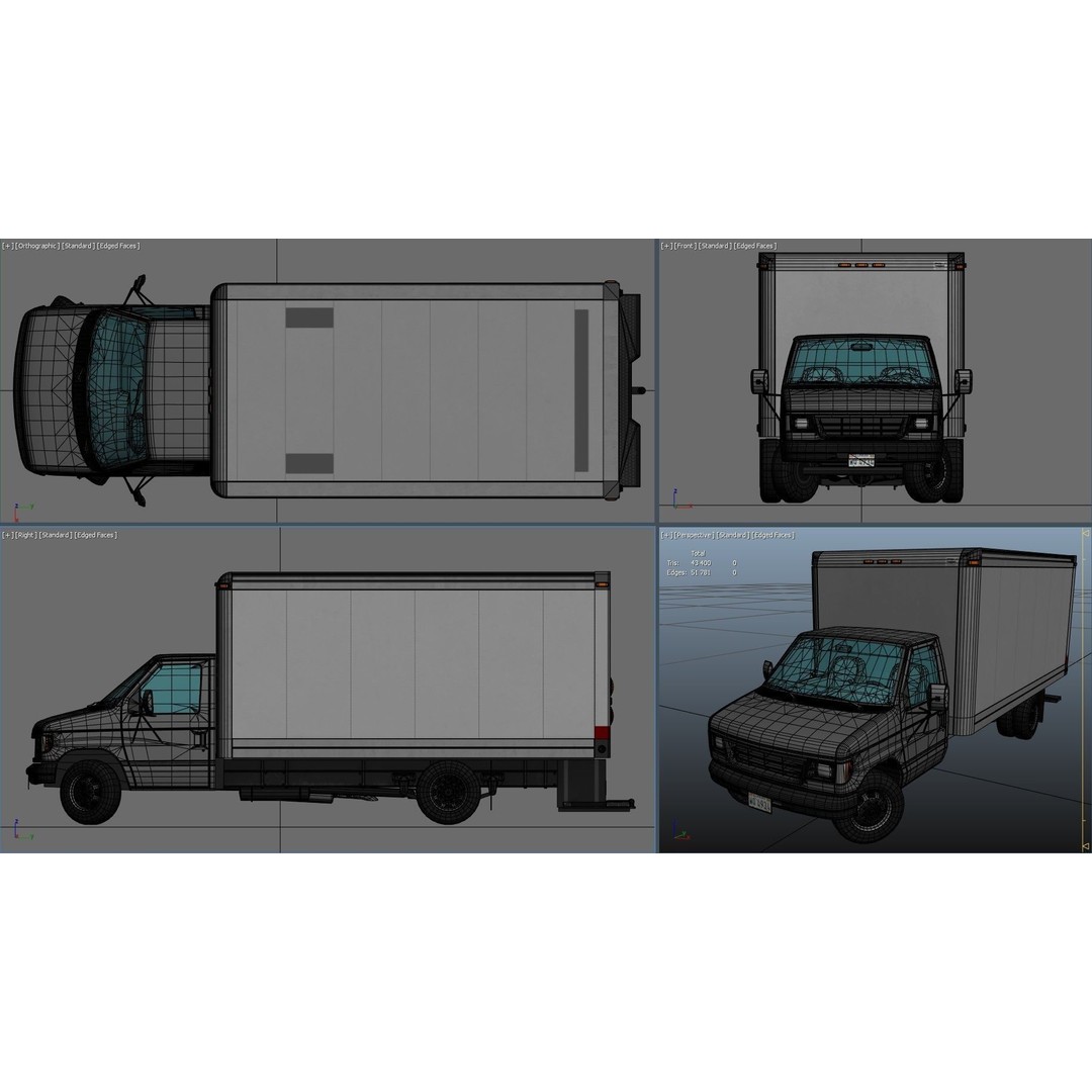 Industrial Van Box Truck 3D Model – Low Poly Game Asset, FBX - View 40