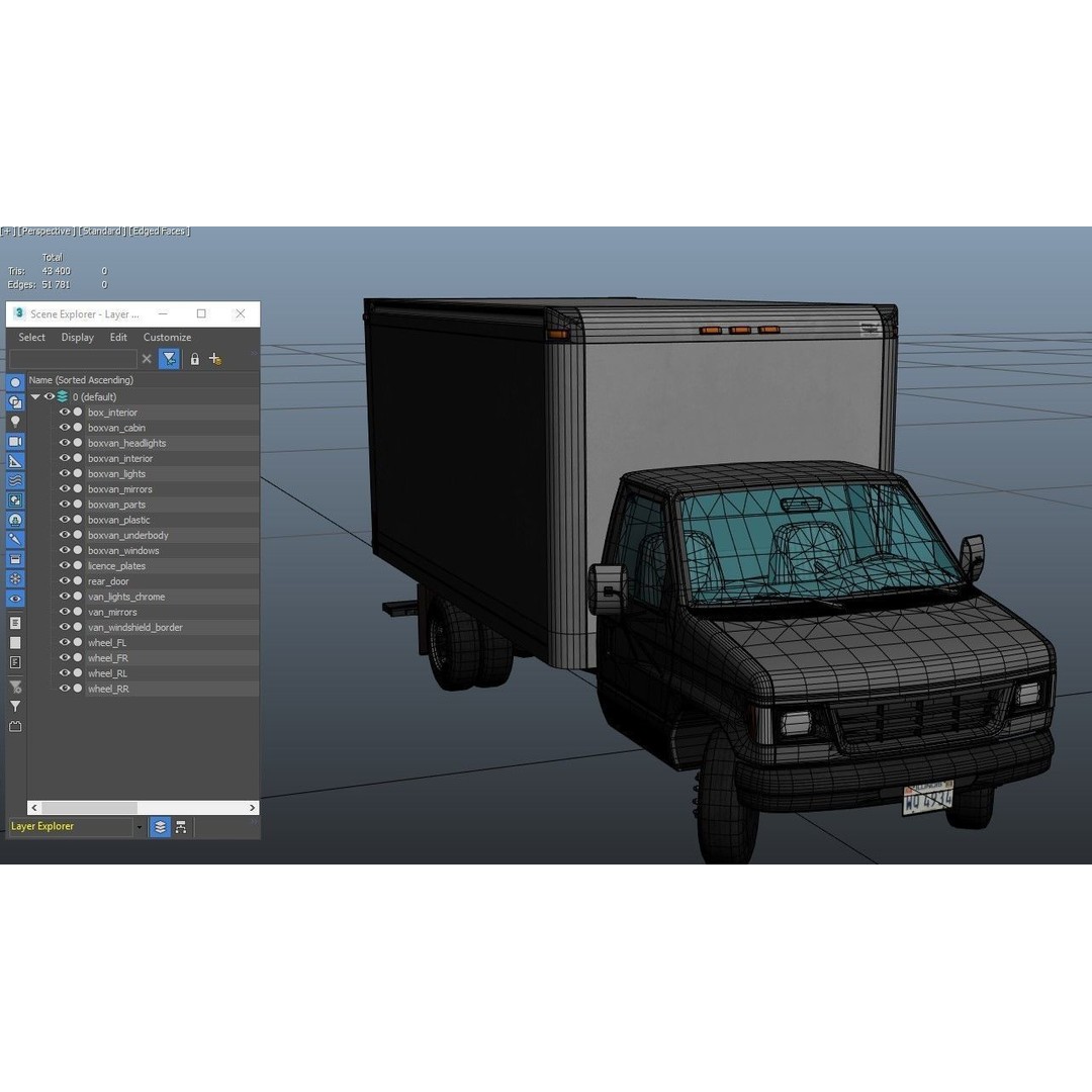 Industrial Van Box Truck 3D Model – Low Poly Game Asset, FBX - View 41