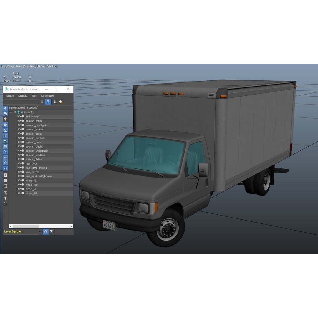 Industrial Van Box Truck 3D Model – Low Poly Game Asset, FBX - View 42