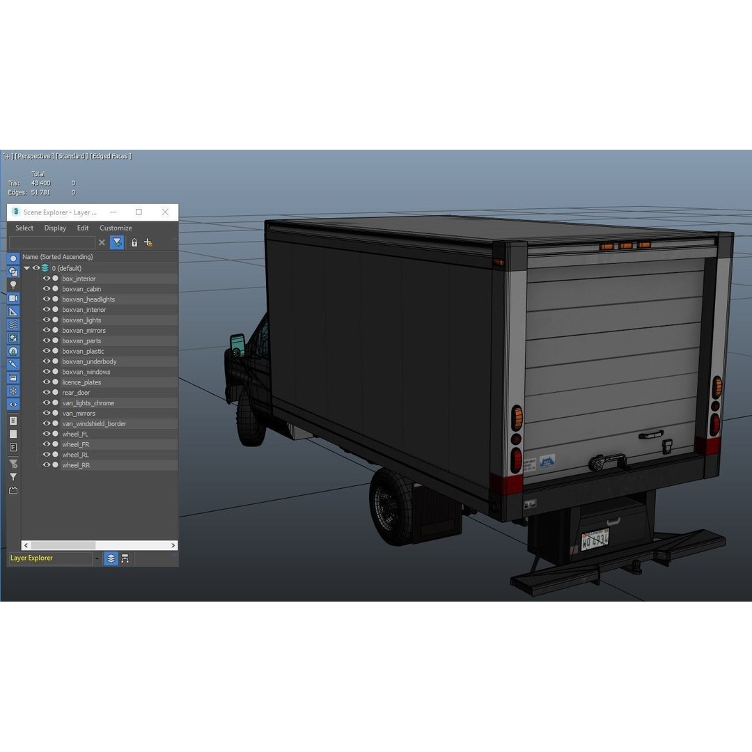 Industrial Van Box Truck 3D Model – Low Poly Game Asset, FBX - View 43