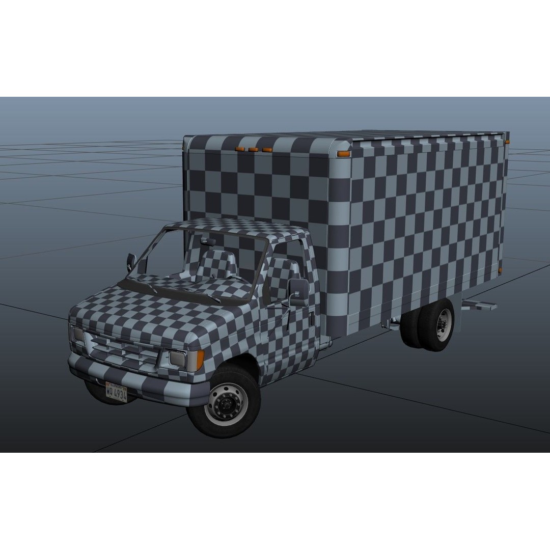 Industrial Van Box Truck 3D Model – Low Poly Game Asset, FBX - View 44